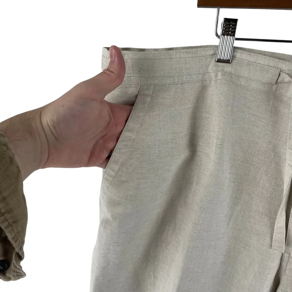 Havana Shirt Co Mens Drawstring Linen Beach Pants SZ XL 40/42 Natural Beige
